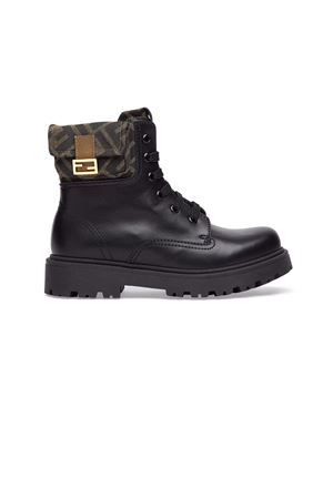 Black leather junior biker boots FENDI KIDS | JMR441AO14F0PMM